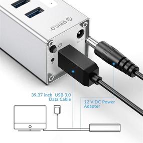 img 2 attached to ORICO Powered USB HUB - 4 Port Aluminum USB 3.0 Splitter with 12V3A Power Adapter, 3.3Ft Data Cable, Individual LED Indicator - Fast Charging for Laptop, PC, USB Flash Drives, and More