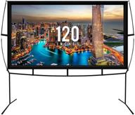 khomo gear fast assembly jumbo 120 inch projector screen - no tools needed, outdoor and indoor movie theater screen with stand legs, ger-1162 logo