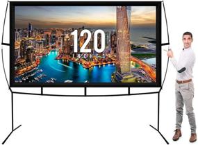 img 2 attached to KHOMO GEAR Fast Assembly Jumbo 120 Inch Projector Screen - No Tools Needed, Outdoor and Indoor Movie Theater Screen with Stand Legs, GER-1162