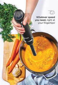 img 1 attached to 🍲 Chefman Immersion Blender - 300-Watt Turbo, 12 Speed Stick Hand Blender for Powerful Ice Crushing, Smoothies, Sauces & Soups. Detachable Heat Resistant Plastic Blade Guard Protects Pots - Black