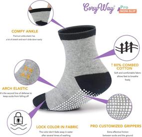 img 3 attached to CozyWay Toddler Non Slip Crew Socks - 12 Pairs for Kids Children with Anti Skid Grips - Cotton Boys Girls