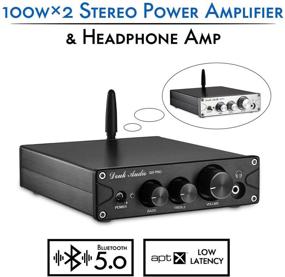 img 3 attached to Усилитель мощности Douk Audio G3 PRO Bluetooth 5.0 и наушниковый усилитель, поддержка APTX с чипом DAC, 100Вт x 2, совместим с пассивными колонками 2.0 канала (черный)