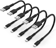 🔌 6-inch iphone charge cable short, 0.5ft 5pack usb to lightning cord: fast charging for iphone 12, 11 pro max, xs, 8, 7, 6, 5 plus & ipad air/mini logo