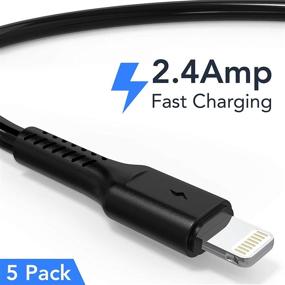 img 3 attached to 🔌 6-inch iPhone Charge Cable Short, 0.5ft 5Pack USB to Lightning Cord: Fast Charging for iPhone 12, 11 Pro Max, Xs, 8, 7, 6, 5 Plus & iPad Air/Mini