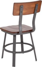 img 1 attached to Rustic Walnut Restaurant Chair with Wood Seat & Back and Gray Powder Coat Frame by Flash Furniture Flint Series