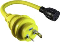 🔌 marvine shore power dogbone adapter (1.5ft) - twist lock nema 30 amp l5-30p male to 15 amp 5-15r female - heavy duty 10/3 stw pigtail w/ led power indicator: enhance your power connection! логотип