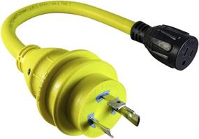 img 4 attached to 🔌 Marvine Shore Power Dogbone Adapter (1.5ft) - Twist Lock NEMA 30 Amp L5-30P Male to 15 Amp 5-15R Female - Heavy Duty 10/3 STW Pigtail w/ LED Power Indicator: Enhance Your Power Connection!
