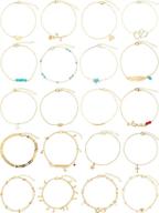 bohemian alloy anklet set - 20 pieces adjustable foot chains for women & girls - stylish barefoot beach bracelet collection logo