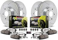 enhanced performance kit: power stop k1418-26 carbon fiber brake pads with drilled & slotted brake rotors - front and rear set логотип