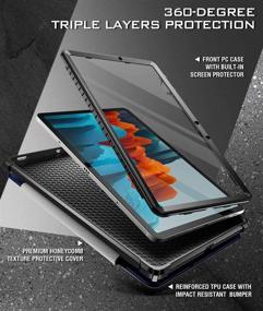 img 2 attached to Poetic Explorer Navy Blue Tablet Case for Samsung Galaxy Tab S7, 11 inch - Triple Layers Tough Protection, Built-in Screen Protector, S Pen Holder, 360 Degree Stand