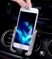 🚗 convenient mini car dash air vent phone holder in silver with rhinestone crystal bling and automatic adjustable feature logo