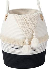 img 4 attached to 🧺 ANTJUMPER Cotton Rope Basket Hamper: Stylish Storage Solution for Bedroom, Bathroom, and Living Room