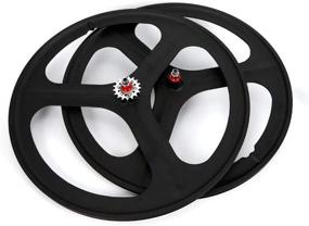 img 4 attached to 🚴 TBVECHI Single Speed Fixie Bicycle Wheel Set - 700c Front & Rear, 3-Spoke Design