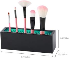 img 3 attached to Blue-Black Silicone Makeup Brushes Holder Organizer - Practical Vanity Air Drying Rack Display Storage for Brushes, Eyeliners, and More - Cosmetic Tools Container by Jamend Clxp