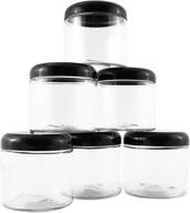 🛁 bpa free pet stackable straight sided canisters - 16oz clear plastic jars w/domed lids (6 pack) for optimized bathroom & kitchen storage of dry goods, creams, and more логотип