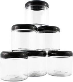 img 4 attached to 🛁 BPA Free PET Stackable Straight Sided Canisters - 16oz Clear Plastic Jars w/Domed Lids (6 pack) for Optimized Bathroom & Kitchen Storage of Dry Goods, Creams, and More