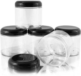 img 2 attached to 🛁 BPA Free PET Stackable Straight Sided Canisters - 16oz Clear Plastic Jars w/Domed Lids (6 pack) for Optimized Bathroom & Kitchen Storage of Dry Goods, Creams, and More