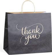 🛍️ 50 pcs large black charcoal paper bags with handles - bulk thank you gift bags for small business, shopping, wedding, party & retail logo