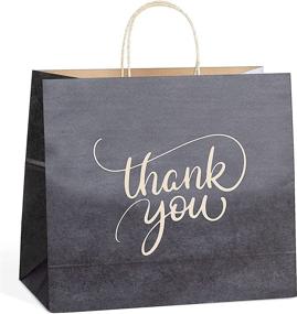 img 4 attached to 🛍️ 50 Pcs Large Black Charcoal Paper Bags with Handles - Bulk Thank You Gift Bags for Small Business, Shopping, Wedding, Party & Retail