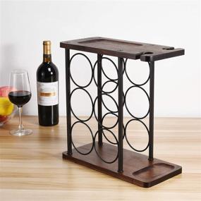 img 3 attached to 🍷 Wooden Wine Rack with Glass Holder and Tray - Perfect for Home Decor & Kitchen Storage - Holds 6 Bottles and 2 Glasses