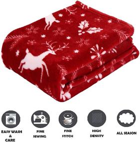 img 1 attached to 🦌 Elegant Comfort Christmas Prints Fleece Blanket - Luxurious Velvet Super Soft, Holiday Theme Home Décor, Warm and Cozy Throws for Winter Bedding, Couch, and Gifts - 50 x 60 inch, Burgundy Reindeer