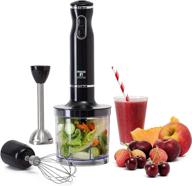 🔪 m﻿oss and stone hand blender electric - with egg whisk & chopper, powerful 300-watt stick blender, hand mixer set stainless steel shaft & blades, handheld blender with ergonomic handle (black) логотип