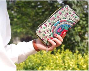 img 3 attached to 🌻 Chinese Embroidered Canvas Women's Wallet Clutch with Sunflower Design - OnlineB2C