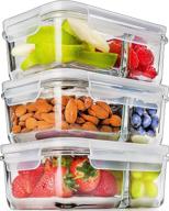 🍱 prep naturals glass meal prep containers glass 2 compartment (3 pack) - ultimate glass food storage solution - divided glass lunch containers with lids - 24 oz glass storage containers logo