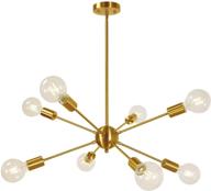 semi flush mount 8-lights brass sputnik chandelier - modern pendant lighting for bedroom, living room, foyer - mid century style - ul listed logo