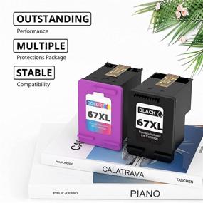 img 2 attached to 🖨️ FASTINK Remanufactured HP 67XL 67 XL Ink Cartridges Combo Pack for DeskJet 2752 2710 2755 2722 2723 Plus 4100 4152 Envy 6055 6052 Pro 6452 6455 Printer (1 Black, 1 Tri-Color)