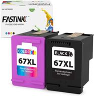 🖨️ fastink remanufactured hp 67xl 67 xl ink cartridges combo pack for deskjet 2752 2710 2755 2722 2723 plus 4100 4152 envy 6055 6052 pro 6452 6455 printer (1 black, 1 tri-color) logo