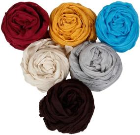 img 4 attached to 🧣 BMC Fancy Crinkle Shawl Scarf Fashion Scarves for Women: Mixed Color Lot, Cotton Material