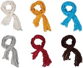 img 1 attached to 🧣 BMC Fancy Crinkle Shawl Scarf Fashion Scarves for Women: Mixed Color Lot, Cotton Material