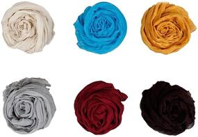 img 2 attached to 🧣 BMC Fancy Crinkle Shawl Scarf Fashion Scarves for Women: Mixed Color Lot, Cotton Material