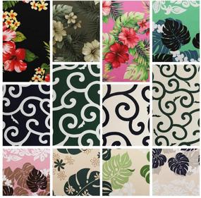 img 2 attached to 🌺 Set of 12 Hawaii Style Pre-Cut Quilting Fabric Fat Eighths - 100% Cotton Craft Bundle for DIY Craft Sewing - 17.5 x 10.5 inches (44 x 27 cm) - Various Patterns Included