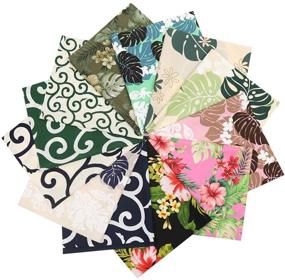 img 4 attached to 🌺 Set of 12 Hawaii Style Pre-Cut Quilting Fabric Fat Eighths - 100% Cotton Craft Bundle for DIY Craft Sewing - 17.5 x 10.5 inches (44 x 27 cm) - Various Patterns Included