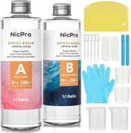 🎨 nicpro 16 ounce crystal clear epoxy resin kit: diy starter art resin supplies with measuring cups, silicone, sticks, gloves, spreader – ideal for craft casting, coasting, molds, and jewelry making logo