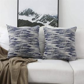 img 4 attached to Navy Blue Abstract Textured Throw Pillow Covers for Bed & Couch, 18x18 inch, Set of 2 - Home Brilliant Fall Decorative Pillowcases