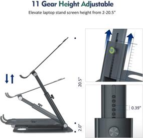 img 2 attached to 🖥️ Стойка для ноутбука NEARPOW серого цвета для стола - Подставка для ноутбука с возможностью регулировки высоты до 20,5", Совместима с MacBook до 17" - Многоуровневые регулировки угла и высоты