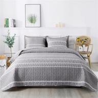 bohemian reversible bedspread microfiber coverlet set - andency grey quilt king size (106x96 inch) with 1 striped triangle printed quilt and 2 pillowcases - all-season 3-piece set logo