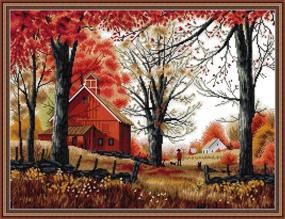 img 4 attached to 🧵 Maydear Cross Stitch Kits: Full Range Embroidery Starter Kits for Beginners - Deep Autumn Theme, 14CT, DIY, 2 Strand Threads, 20.8×16.5 inch Size