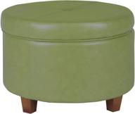 🪑 homepop moss green round leatherette storage ottoman with lid logo