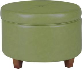 img 4 attached to 🪑 HomePop Moss Green Round Leatherette Storage Ottoman with Lid