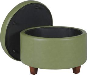 img 2 attached to 🪑 HomePop Moss Green Round Leatherette Storage Ottoman with Lid