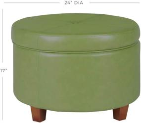 img 3 attached to 🪑 HomePop Moss Green Round Leatherette Storage Ottoman with Lid