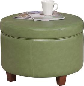 img 1 attached to 🪑 HomePop Moss Green Round Leatherette Storage Ottoman with Lid