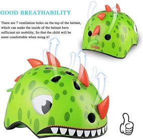 img 1 attached to 🦖 Protective and Fun: Kids Bike Helmet with Lovely Green Dinosaur Design for Ages 2-5 Years - Ideal for Balance Cars, Trikes, Scooters, Bikes, and Outdoor Sports