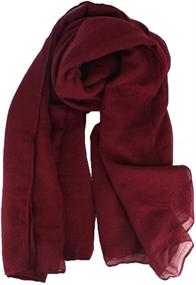 img 4 attached to 🧣 Pure Color Soft Cotton Hemp Silk Infinity Scarf: The Ultimate Travel Sunscreen Pashmina Shawl for Women