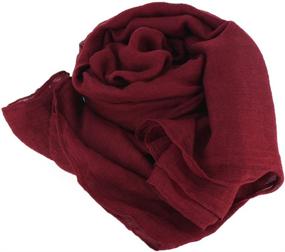 img 3 attached to 🧣 Pure Color Soft Cotton Hemp Silk Infinity Scarf: The Ultimate Travel Sunscreen Pashmina Shawl for Women