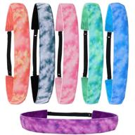 🌈 frog sac 6 pcs tie dye headbands for girls: adjustable rainbow hair bands for teens and women, non-slip accessories for kids logo